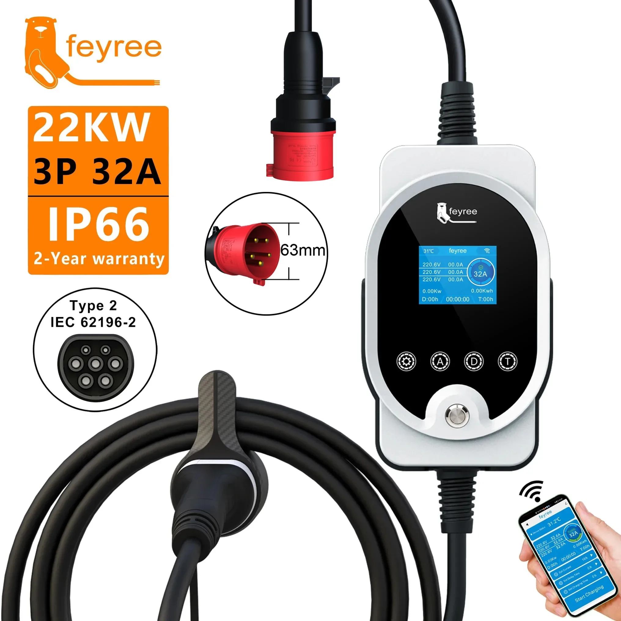 페이리 22KW 타입2 케이블 EVSE 월박스 & 휴대 - Wallbox Ev 리뷰 및 가격